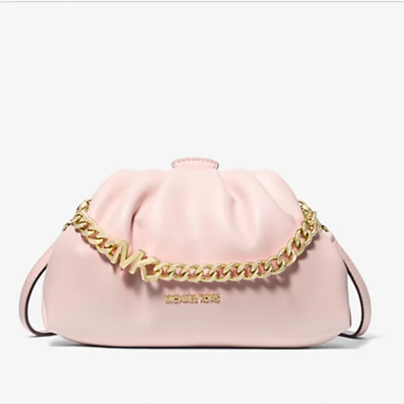 Michael Kors Small Nola Chain Clutch Shoulder Crossbody Bag Smokey Rose Pink - Picture 14 of 16